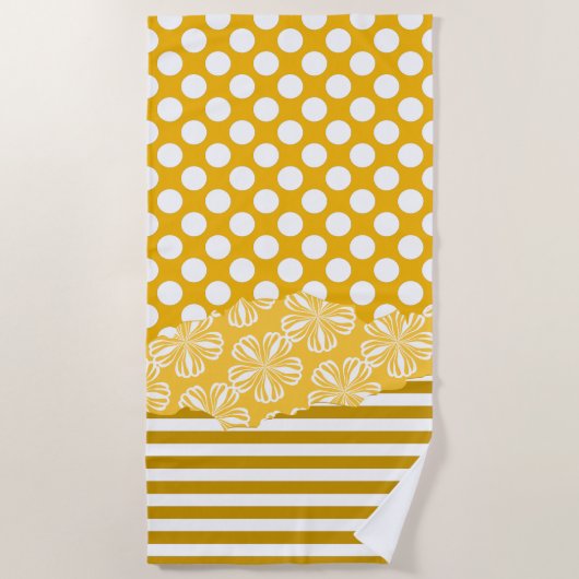 Joyful Stripes Floral Polka Dot Layered Yellow Strandlaken (Voorkant)