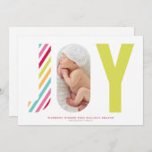 Joyful Stripes | Heldergroen Feestdagenkaart (Voorkant / Achterkant)