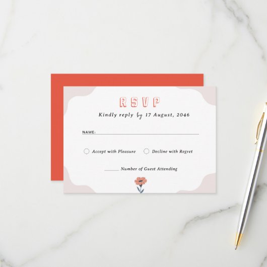 Joyful Summer Floral Wedding Invitation RSVP kaart (Voorkant / Achterkant in situ)