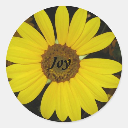 Joyful Sunflower Ronde Sticker (Voorkant)