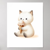 Joyful Sweet Kitten met Ice Cream Cone Poster (Voorkant)