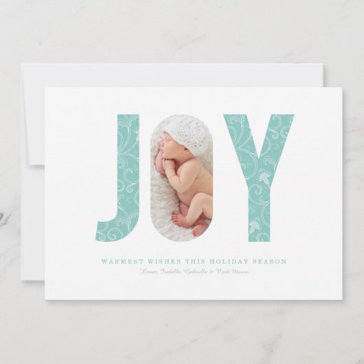 Joyful Swirls | Licht blauw Feestdagenkaart (Voorkant)