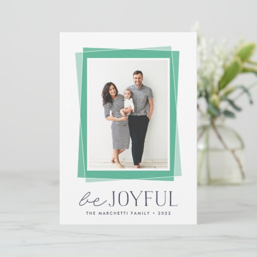 Joyful Symmetry | Moderne kerstfoto Feestdagenkaart (Staand voorkant)