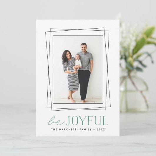 Joyful Symmetry | Moderne kerstfoto Feestdagenkaart (Staand voorkant)