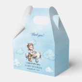 Joyful Teddy Bear Aviator Blue Brown Boy Shower Bedankdoosjes (Voorkant Zijde)