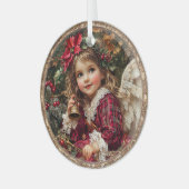 Joyful Tidings – Angel of Christmas Cheer Glas Ornament (Voorkant links)
