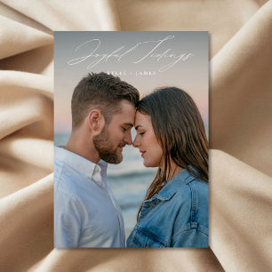 Joyful Tidings Newlywed First Christmas Photo Feestdagenkaart