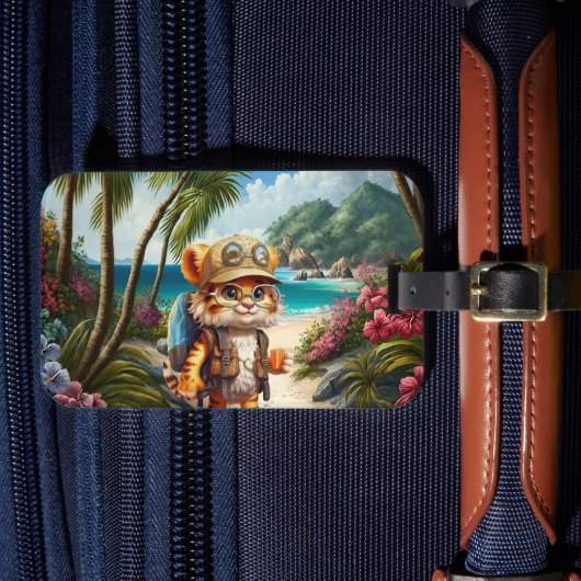 Joyful Tiger Cub met rugzak en koffie Bagagelabel (Voorkant Insitu 4)