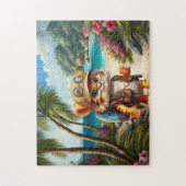 Joyful Tiger Cub met rugzak en koffie Legpuzzel (Verticaal)