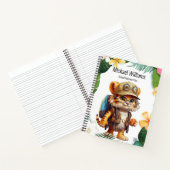 Joyful Tiger Cub met rugzak en koffie Notitieboek (Binnen)