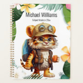 Joyful Tiger Cub met rugzak en koffie Planner (Voorkant)