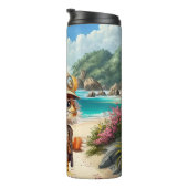 Joyful Tiger Cub met rugzak en koffie Thermosbeker (Geroteerd rechts)