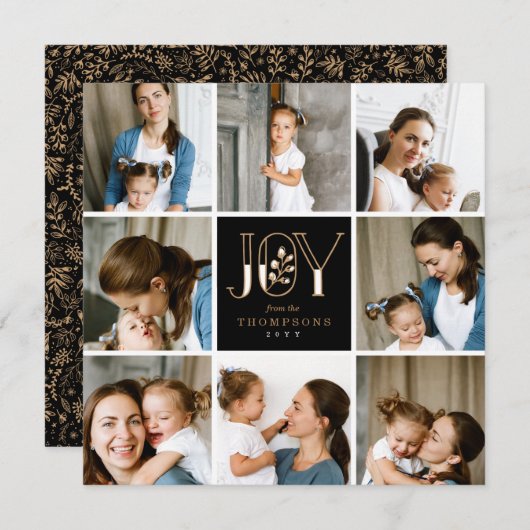 Joyful Tiles 8 Photo Holiday Feestdagenkaart (Voorkant / Achterkant)