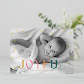 Joyful Tiny Stars kerstfoto Folie Feestdagenkaart (Staand Voorkant)
