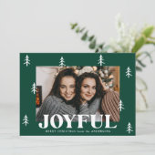 Joyful Trees Green 2 Foto Feestdagenkaart (Staand voorkant)