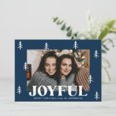 Joyful Trees Navy 2 Foto Feestdagenkaart (Staand voorkant)