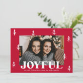 Joyful Trees Red 2 Foto Feestdagenkaart (Staand voorkant)