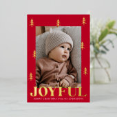 Joyful Trees Red 2 Foto Folie Feestdagenkaart (Staand Voorkant)