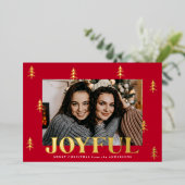 Joyful Trees Red 2 Foto Folie Feestdagenkaart (Staand Voorkant)