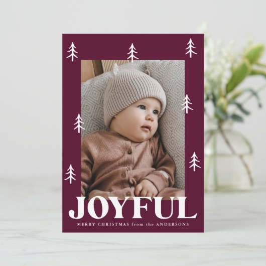 Joyful Trees Wine 2 Foto Feestdagenkaart (Staand voorkant)