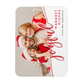 JOYFUL - Trendy Red White Kerstfeestdag Foto Magneet (Verticaal)