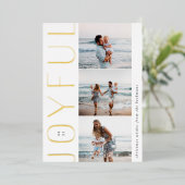 Joyful Trio | Modern 3 Foto-collage Folie Feestdagenkaart (Staand Voorkant)