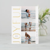 Joyful Trio | Modern 3 Foto-collage Folie Feestdagenkaart (Staand Voorkant)