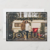 Joyful Twinkle Lights and Stars Brass Folie Foto Feestdagenkaart (Voorkant)