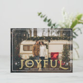 Joyful Twinkle Lights and Stars Gold Foil Foto Feestdagenkaart (Staand voorkant)