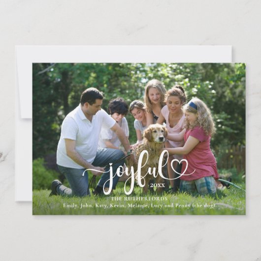 Joyful Two Photo Script Christmas Feestdagenkaart (Voorkant)