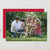 Joyful Two Photo Script Christmas Feestdagenkaart (Voorkant / Achterkant)