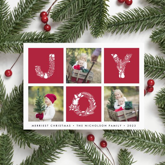Joyful Type | Drie Photo Holiday Card Feestdagenkaart