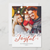 Joyful Typografie Snowflakes kerstfoto Feestdagenkaart (Voorkant)