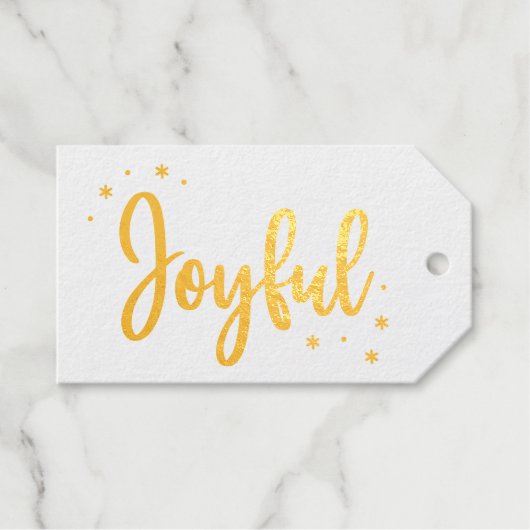 Joyful Typography Script Moderne Kerstmis Cadeaulabels (Voorkant (horizontaal))