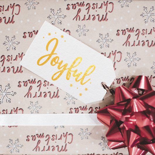 Joyful Typography Script Moderne Kerstmis Cadeaulabels