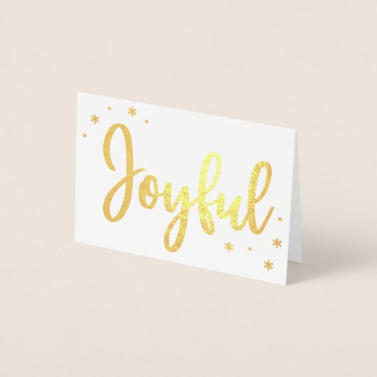 Joyful Typography Script Moderne Photo Kerstmis Folie Kaarten (Voorkant)