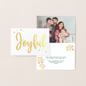 Joyful Typography Script Moderne Photo Kerstmis Folie Kaarten (Display)