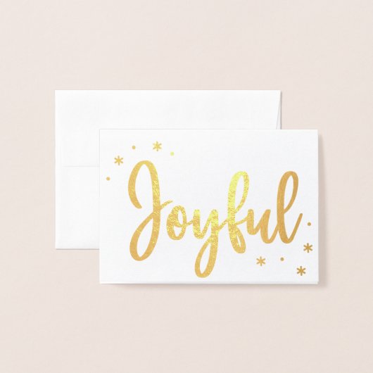 Joyful Typography Script Moderne Photo Kerstmis Folie Kaarten (Voorkant met envelop)
