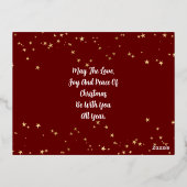 Joyful, uw foto, naam en berichtgoud folie feestdagen briefkaart (Achterkant)