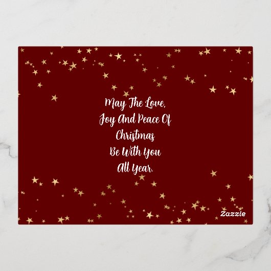 Joyful, uw foto, naam en berichtgoud folie feestdagen briefkaart (Achterkant)