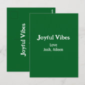Joyful Vibes green Christmas holidays love family Briefkaart (Voorkant / Achterkant)