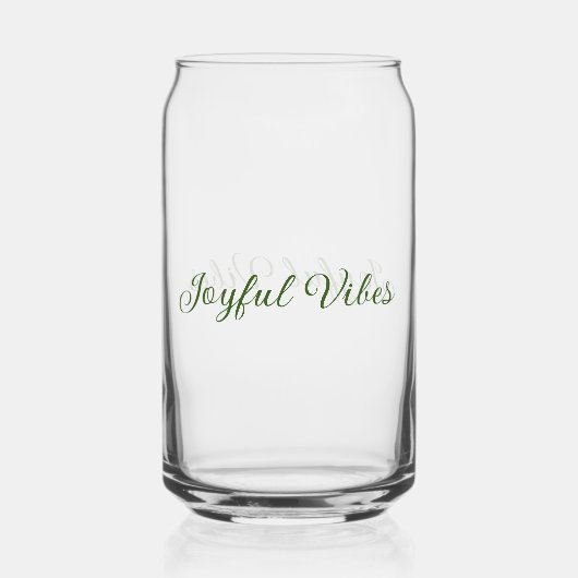Joyful vibes kerst groen vakantie familienaam blikvorm glas (Voorkant)