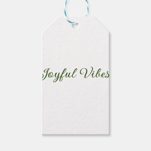 Joyful vibes kerst groen vakantie familienaam cadeaulabel (Voorkant)