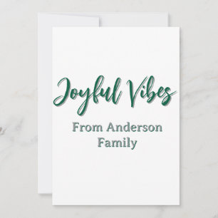 Joyful vibes kerst groen vakantie familienaam kaart