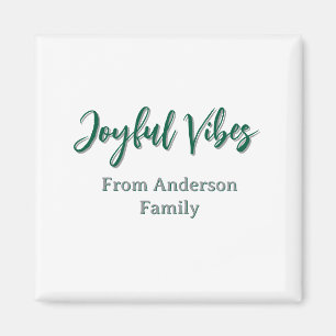Joyful vibes kerst groen vakantie familienaam magneet