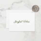 Joyful vibes kerst groen vakantie familienaam notitiekaartje (Voorkant / Achterkant in situ)