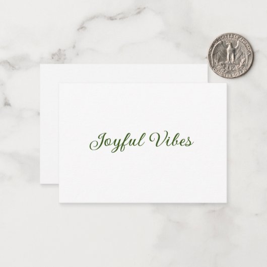 Joyful vibes kerst groen vakantie familienaam notitiekaartje (Voorkant / Achterkant in situ)