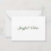 Joyful vibes kerst groen vakantie familienaam notitiekaartje (Achterkant)