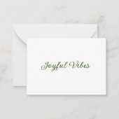 Joyful vibes kerst groen vakantie familienaam notitiekaartje (Voorkant)