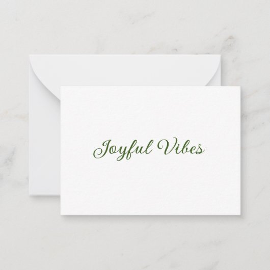 Joyful vibes kerst groen vakantie familienaam notitiekaartje (Voorkant)